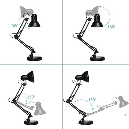 Led Desk Lamp with Clamp - Swing Arm Desk Lamp with 1 LED Cold Light Bulbs 6500K - Folding Table Lamp，Used for Office, Work, Study, Dormitory Reading and Eye Protection Desk Lamp (Black-01) - LeafyLoom