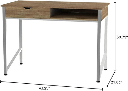 Safco Products 1950WH Studio Desk with Single Drawer Storage, White - LeafyLoom