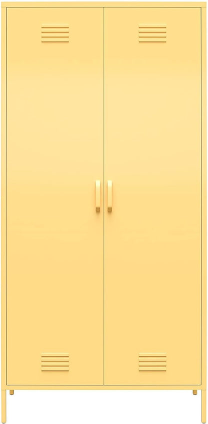 Novogratz Cache Tall 2 Door Metal Locker Cabinet, Yellow - LeafyLoom