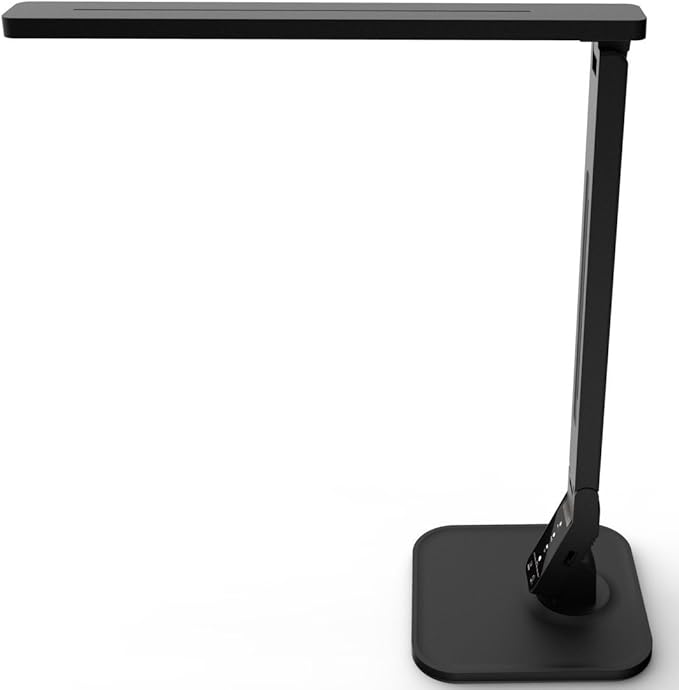 Dimmable LED Desk Lamp, 4 Lighting Modes (Reading/Studying/Relaxation/Bedtime), 5-Level Dimmer, Touch-Sensitive Control Panel, 1-Hour Auto Timer, 5V/1A USB Charging Port, Piano Black - LeafyLoom