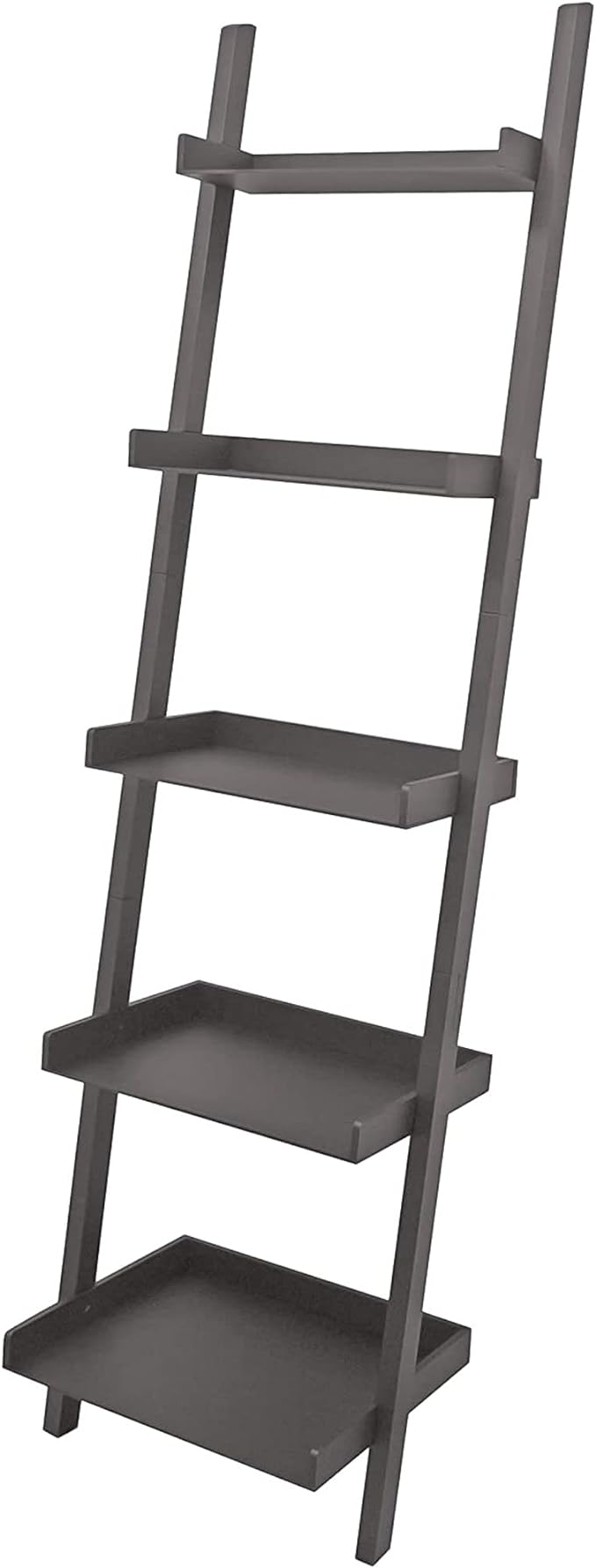 Kiera Grace Providence Hadfield 5 Tier Ladder Shelf, Leaning Bookshelf Storage Rack for Home, Office, 18" x 67", Medium Grey - LeafyLoom