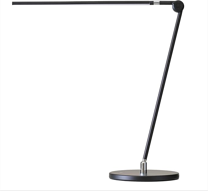 Brightech Libra LED Table Lamp - Contemporary Minimalist Thin Compact Desk Lamp - Adjustable Pivoting LED Head with Built-in Dimmer and Color Changing LED - Black - LeafyLoom