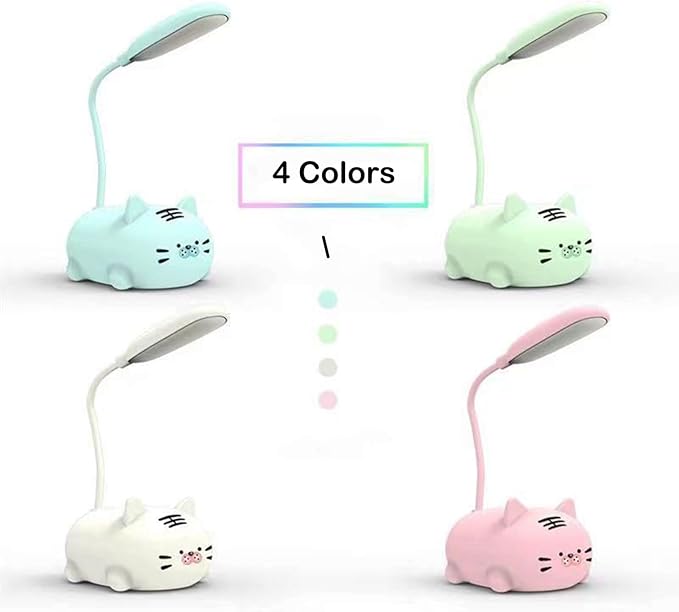 Kids Lamp, Cute LED Desk Lamp for Kids, Mini Animal Night Light, USB Rechargeable Flexible Cartoon Lamp Eye-Care Lighting for Bedroom (Tiger G, White) - LeafyLoom