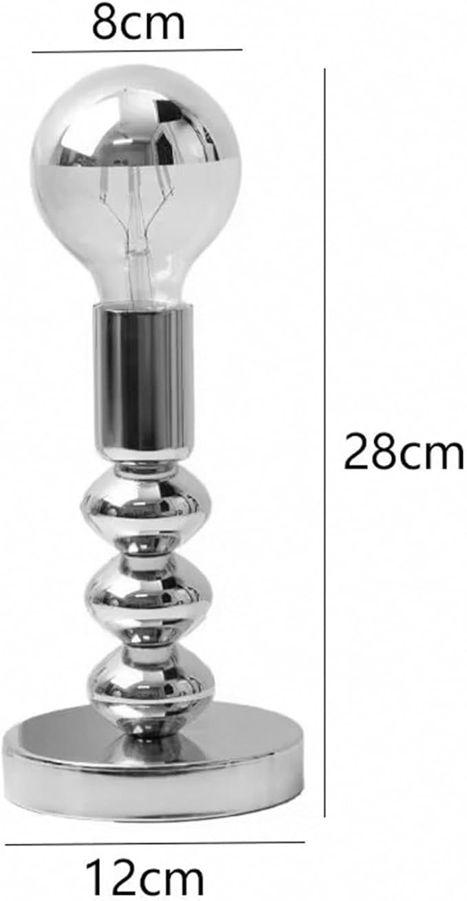 Simple Lamps,Unique Lamp Base Only,Mini Bedside Table Lamp Bases,E26 Edison Light Bulb Stand for Small Spaces,Minimalist Desk Lamps Set w/ 5.8ft White Cord Switch Plug,No Bulb,Silver/Chrome,M - LeafyLoom