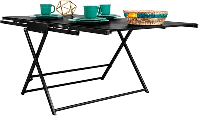 Origami Modern 2 in 1 Shelf to Table Style, Organizer Deco Rack Magically Turn to a Table/Desk in a Second, Fully Assembled, Patent Pending, Black(STT-BLKBLK) - LeafyLoom