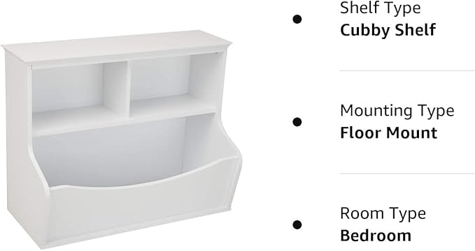 Amazon Basics Children's Multi-Functional 3 Shelf Bookcase and Toy Storage Bin, White, 14.84" D x 31.25" W x 24.56" H - LeafyLoom