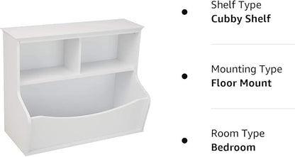 Amazon Basics Children's Multi-Functional 3 Shelf Bookcase and Toy Storage Bin, White, 14.84" D x 31.25" W x 24.56" H - LeafyLoom