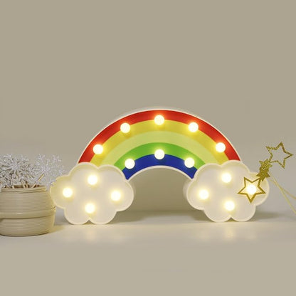 GUOCHENG Rainbow Marquee Night Light Battery Operated LED Night Table Lamps for Children Bedroom Nursery, Christmas Birthday Gifts for Kids - LeafyLoom