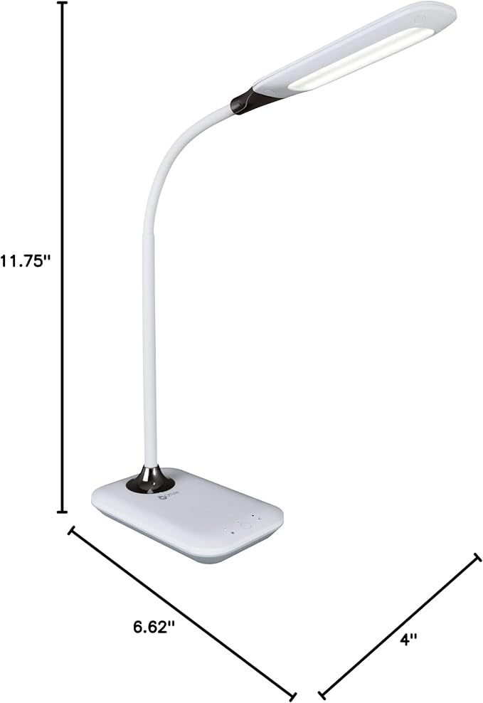 OttLite Enhance LED Sanitizing Desk Lamp with USB Charging – Eliminates up to 99.9% of Bacteria, Touch Activated, Flexible Neck, Modern Light for Reading, Crafting & Office Desktop - LeafyLoom