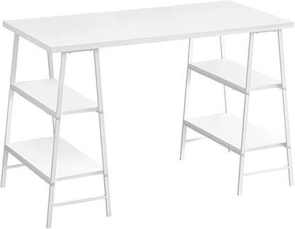 Monarch Specialties 7521 Computer Desk, Home Office, Laptop, Storage Shelves, 48" L, Work, Metal, Laminate, White, Contemporary, Modern Desk-48, 47.25" L x 23.75" W x 30" H - LeafyLoom