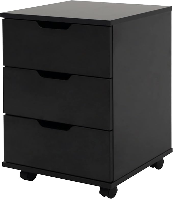 Farini 3-Drawer Vertical Filing Cabinet Rolling Wood Mobile File Cabinets Under Desk for Home Office with Casters (Black, Fully Assembled) - LeafyLoom