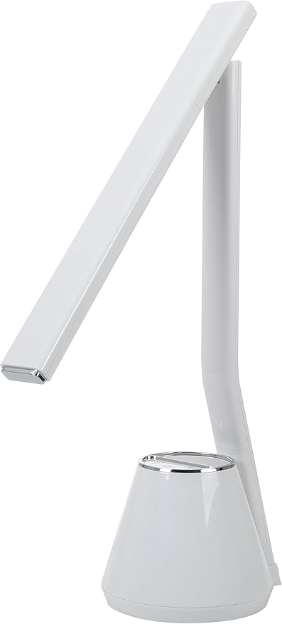 Folding Mini Desk Lamp - Dimmable Touch Control 8W LED Portable Light - Foldable 17.67" H Table Top Lamps for Office Home & Travel, White - LeafyLoom