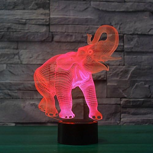 3D Elephant Night Light USB Powered Remote Control Touch Switch Decor Desk Optical Illusion Lamps 7/16 Color Changing Lights LED Lamp Xmas Home Brithday Children Kids Decor Toy Gift - LeafyLoom