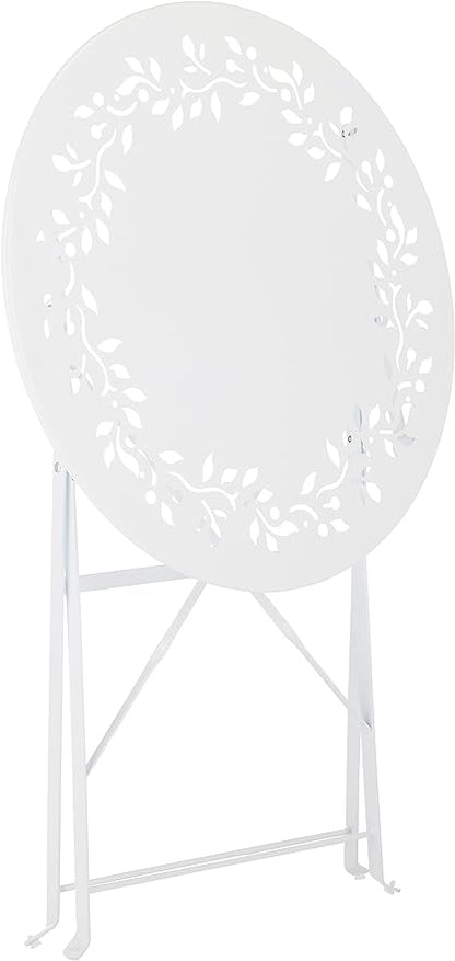 Alpine Corporation Indoor/Outdoor 3-Piece Bistro Set Folding Table and Chairs Patio Seating, White - LeafyLoom