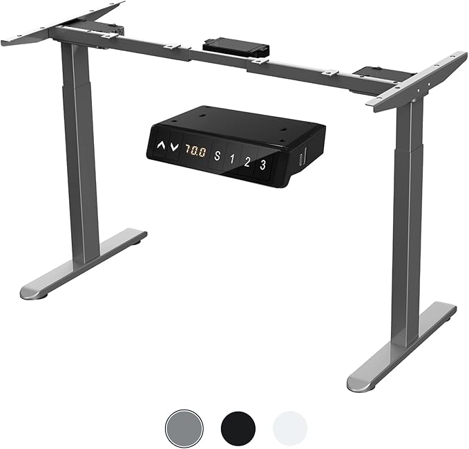 AIMEZ0 Dual Motor Electric Sit Stand Desk Standing Desk Frame Adjustable Height 27.4-45.6 inches DIY Motorized Computer Desk for Home and Office Gray (Frame Only) - LeafyLoom