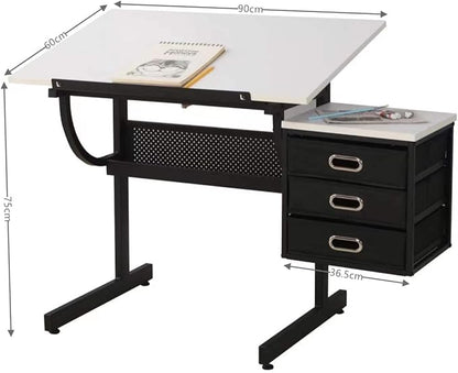 NicBex Laik-DW-00016-DX Desks, 45.67" W x 23.6" D x 29.5" H, White+Black - LeafyLoom