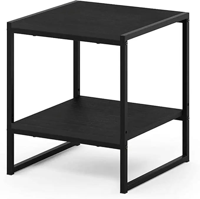 FURINNO Camnus Modern Living 2-Tier End Table, Americano, 15.9 in x 15.75 in x 18 in - LeafyLoom