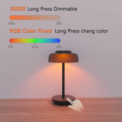 LED Desk Lamp with USB Ports,Bedside Lamps for Bedrooms,RGB Gradient Touch Control Table Lamp,3 Way Dimmable Nightstand Lamp with Bilayer Round Shade,for Couple Dinner/Desk/Cafe/Dining Room/Terrace - LeafyLoom