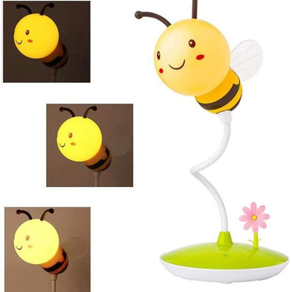 Cute Bumblebee LED Desk Lamp Touch Control Dimming 3 Brightness and 360°Flexible Gooseneck Eye-Care USB Rechargeable Lamp for Teens - LeafyLoom