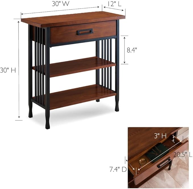 Leick Home SINCE 1912 Ironcraft Foyer Bookcase with Drawer Storage - LeafyLoom