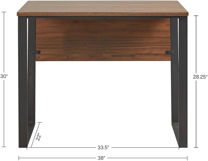 510 DESIGN Carlyle Home Office Computer Desk for Small Spaces - Industrial Wooden Top Writing Table with Sturdy Metal Legs, Living Room Furniture, Easy Assembly, 38" W x 22" D x 30" H, Dark Coffee - LeafyLoom