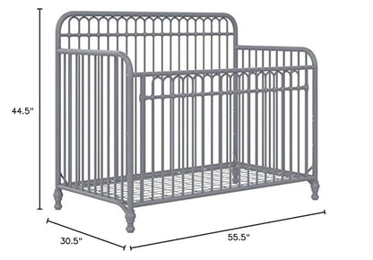 Little Seeds Ivy 3-in-1 Convertible Metal Crib, Dove Gray - LeafyLoom