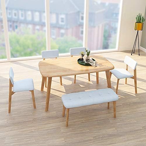 Mid Century Modern Real Solid Wood Dining Table, Working Desk,47 Inch,Natural… - LeafyLoom