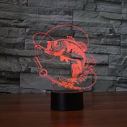 3D Fish Fishing Night Light Table Desk Optical Illusion Lamps 7 Color Changing Lights LED Table Lamp Home Love Birthday Children Kids Decor Toy Gift - LeafyLoom