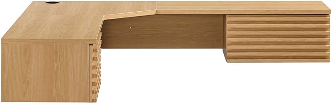 Modway Render 60" Mid-Century Modern Wall-Mount Corner Office Desk in Oak - LeafyLoom