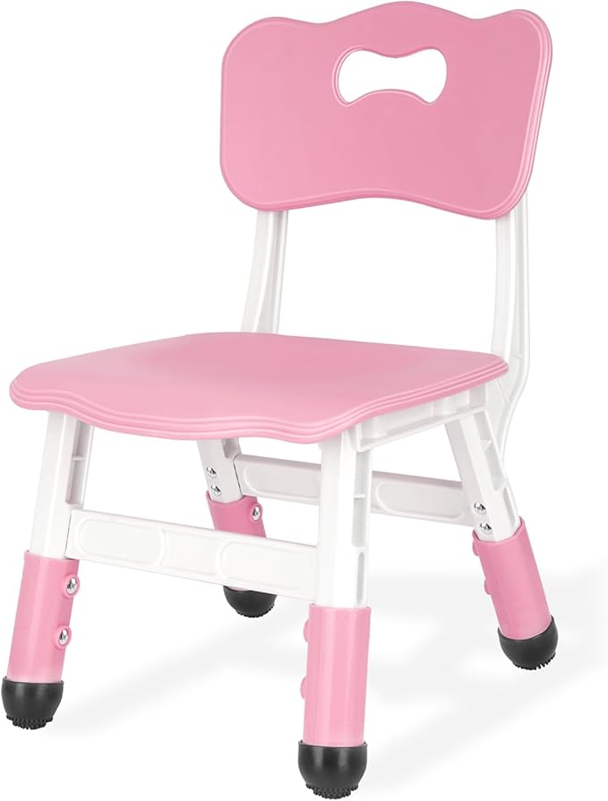 Kids Chair Height Adjustable Toddler Chair Max Load 220LBS Plastic Indoor Outdoor Chair for Children Age 1-6 School Home Daycare Use Pink - LeafyLoom