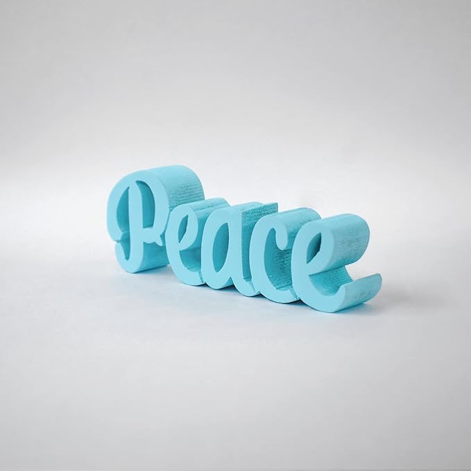 Peace – Blue, Aesthetic table decor for home or office, desk or Shelf. Quirky room decoration showpiece, ideal for birthday gift, corporate gift, and inspiring wall decor - LeafyLoom