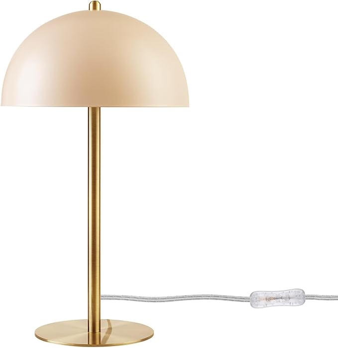 Globe Electric 52332 15" Desk Lamp, Matte Pink, Matte Brass Accents, in-Line On/Off Rocker Switch - LeafyLoom