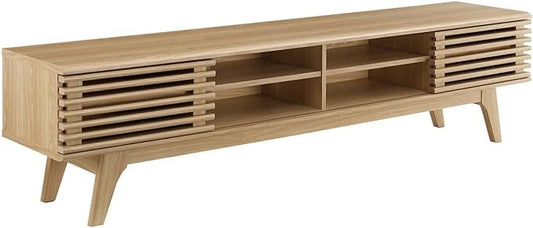 Modway Render Mid-Century Modern Low Profile 70 Inch Media Console TV Stand in Oak, 70" - LeafyLoom