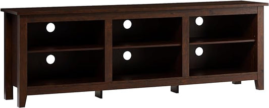 Walker Edison Wren Classic Brown TV Media Console Entertainment Center for 80 Inch Television with Storage Cubby, 70 Inch - LeafyLoom