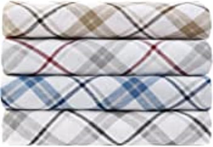 Comfort Spaces Cotton Flannel Breathable Warm Deep Pocket Sheets with Pillow Case Bedding, Cal King, Grey/Red Plaid 4 Piece - LeafyLoom