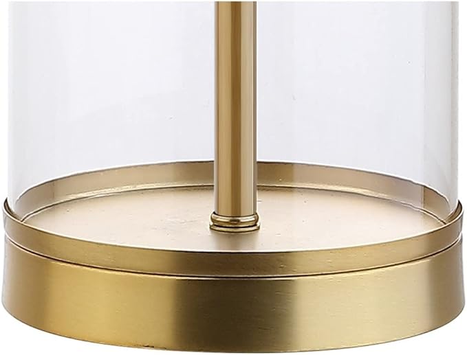 JONATHAN Y JYL2005A Collins 29" Glass LED Table Lamp Modern Contemporary Glam Bedside Desk Nightstand Lamp for Bedroom Living Room Office College Bookcase LED Bulb Included, Clear/Brass Gold - LeafyLoom