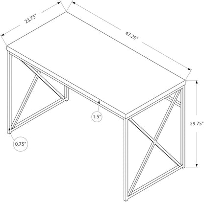 Monarch Specialties I 7450 Computer Desk, Home Office, Laptop, Work, Metal, Laminate, Brown, Black, Contemporary, Modern - LeafyLoom