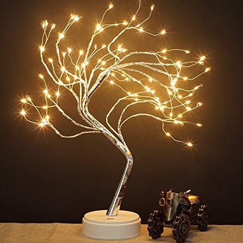 Lake Industries 20" LED Firefly Tree Lights | Bonsai - Bedroom, Desk Top, Table Lamp Decoration | USB/Battery Operated | Touch Switch | DIY Adjustable Branches | Home Party Holiday | Warm Lighting - LeafyLoom