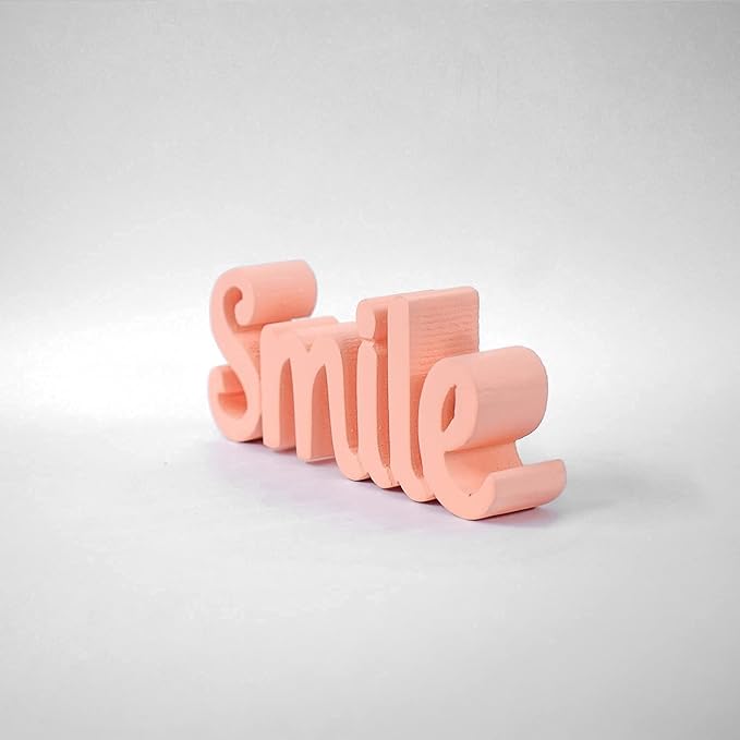 Smile – Peach, Aesthetic table decor for home or office, desk or Shelf. Quirky room decoration showpiece, ideal for birthday gift, corporate gift, and inspiring wall decor - LeafyLoom