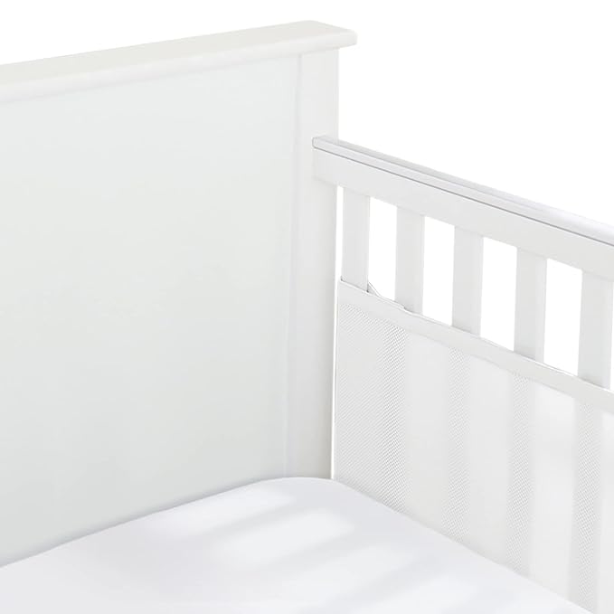 BreathableBaby Breathable Mesh Liner for Full-Size Cribs, Classic 3mm Mesh, White (Size 2FS Covers 2 Sides) - LeafyLoom