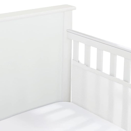 BreathableBaby Breathable Mesh Liner for Full-Size Cribs, Classic 3mm Mesh, White (Size 2FS Covers 2 Sides) - LeafyLoom