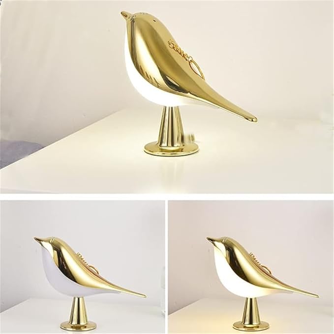 FUYUNXIN Bird Lamp Bedside Lamps - Rechargeable Cordless Table Lamp with 3 Color Temperatures and Touch Sensor - Perfect for Bedroom Nightstand (Gold) - LeafyLoom