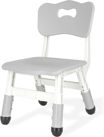 Kids Chair Height Adjustable Toddler Chair Max Load 220LBS Plastic Indoor Outdoor Chair for Children Age 1-6 School Home Daycare Use Grey - LeafyLoom