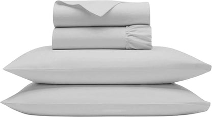 Egyptian Cotton Sheets Full Size - 1000 Thread Count Sheets for Full Size Bed, Long Staple Comfortable Luxury & Soft, 4-Piece Coziest Bedding Set, Fits Upto 18" Mattress - Light Grey Sheets - LeafyLoom