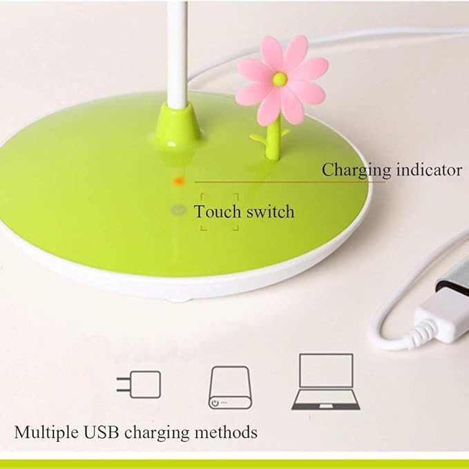 Cute Bumblebee LED Desk Lamp Touch Control Dimming 3 Brightness and 360°Flexible Gooseneck Eye-Care USB Rechargeable Lamp for Teens - LeafyLoom