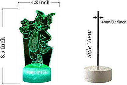 Tom and Jerry Illusion 3D Night lamp for Kids Bedroom. 7 Color Changing Optical lamp with Touch Sensor. Best for Kids as Gifts. - LeafyLoom