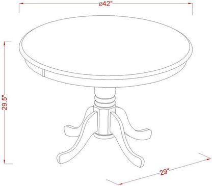 East West Furniture HLML3-MAH-C 3 Piece Dining Set Contains a Round Dining Room Table with Pedestal and 2 Linen Fabric Upholstered Kitchen Chairs, 42x42 Inch, Mahogany - LeafyLoom