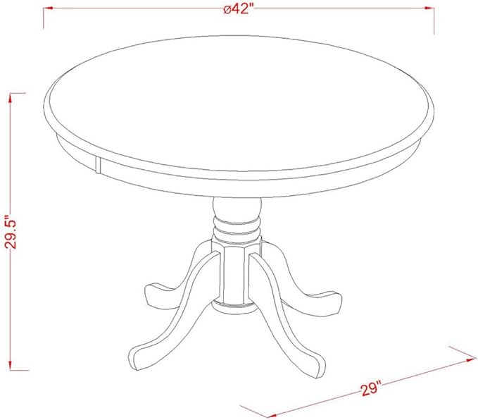 East West Furniture HLML5-MAH-C 5 Piece Dining Table Set for 4 Includes a Round Kitchen Table with Pedestal and 4 Linen Fabric Dining Room Chairs, 42x42 Inch, Mahogany - LeafyLoom