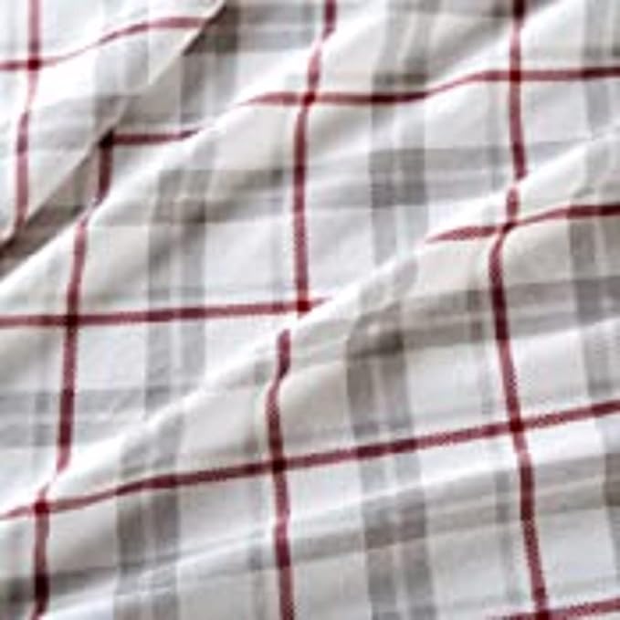 Comfort Spaces Cotton Flannel Breathable Warm Deep Pocket Sheets with Pillow Case Bedding, Cal King, Grey/Red Plaid 4 Piece - LeafyLoom