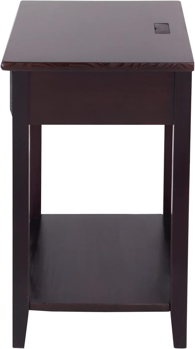 Casual Home Night Owl Nightstand with USB Ports-Espresso - LeafyLoom